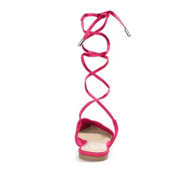 Nwot Journee Collection Theia Fuchsia pink Satin Sandals cushioned flat size 11 - Picture 8 of 15